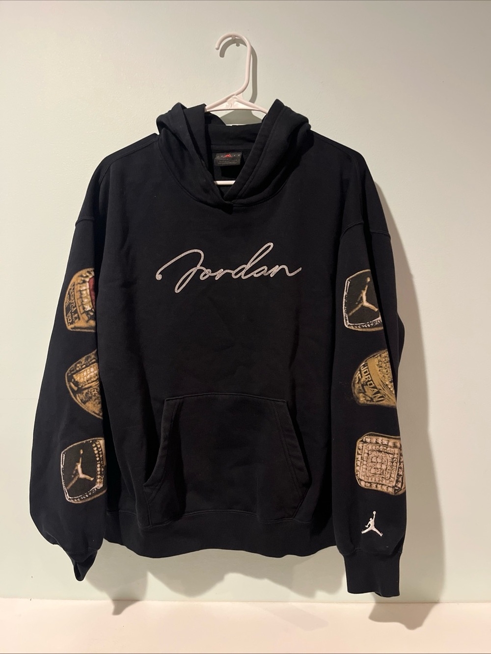 Air Jordan Women’s Brooklyn Fleece Athletic 6 Rings ‘Black/Sail’ Hoodie, Size M